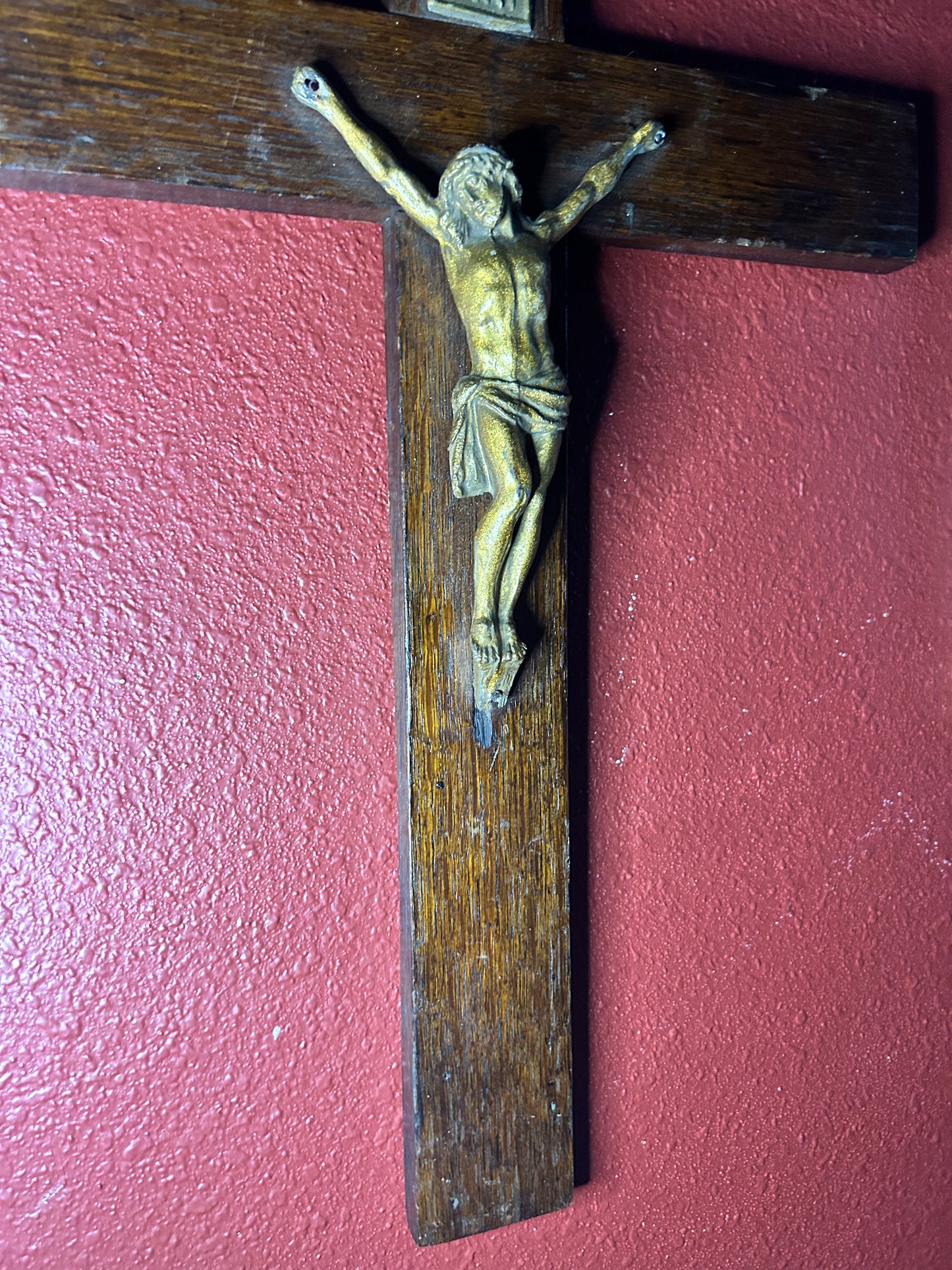 Large Vintage Wooden Crucifix