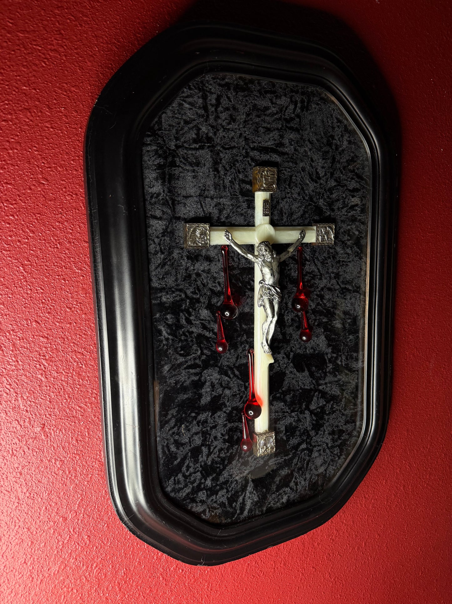 OOAK Crucifix in Convex Glass Framed