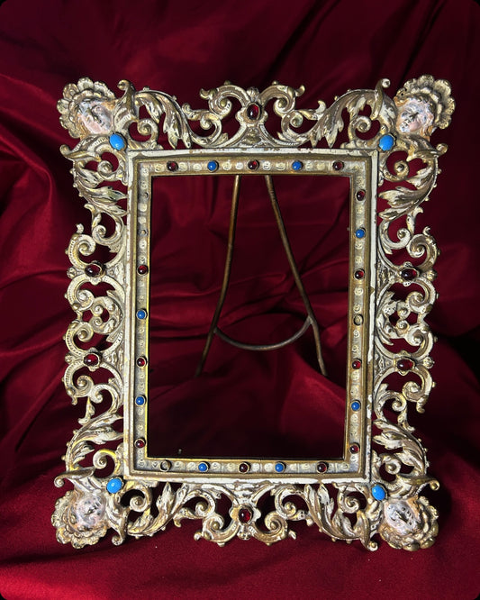 Czech Jeweled Brass Frame