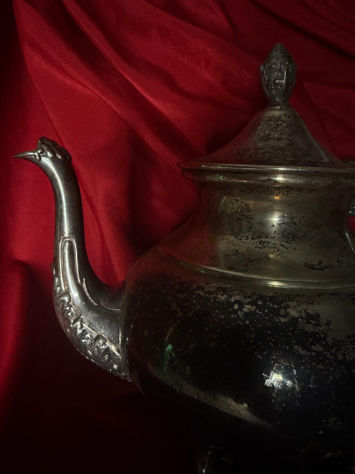 Silver on Copper Ornate Teapot
