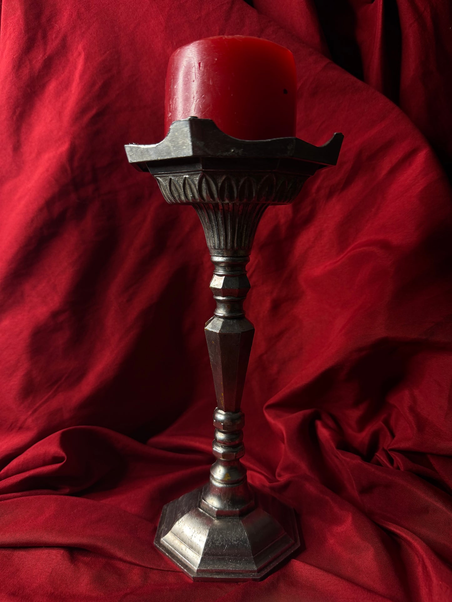 Silver Toned Taper & Pillar Candleholder