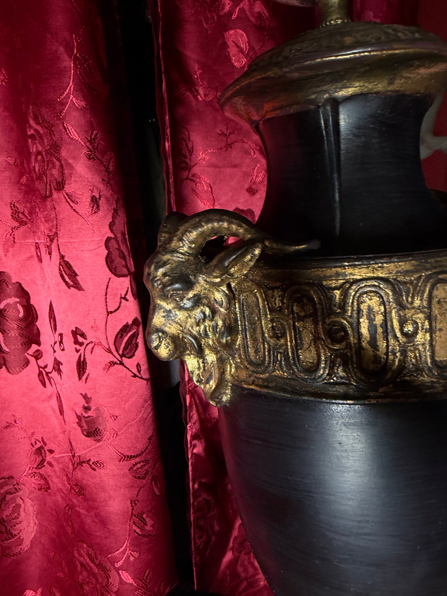 Neoclassical Style Ram Decorative Urn