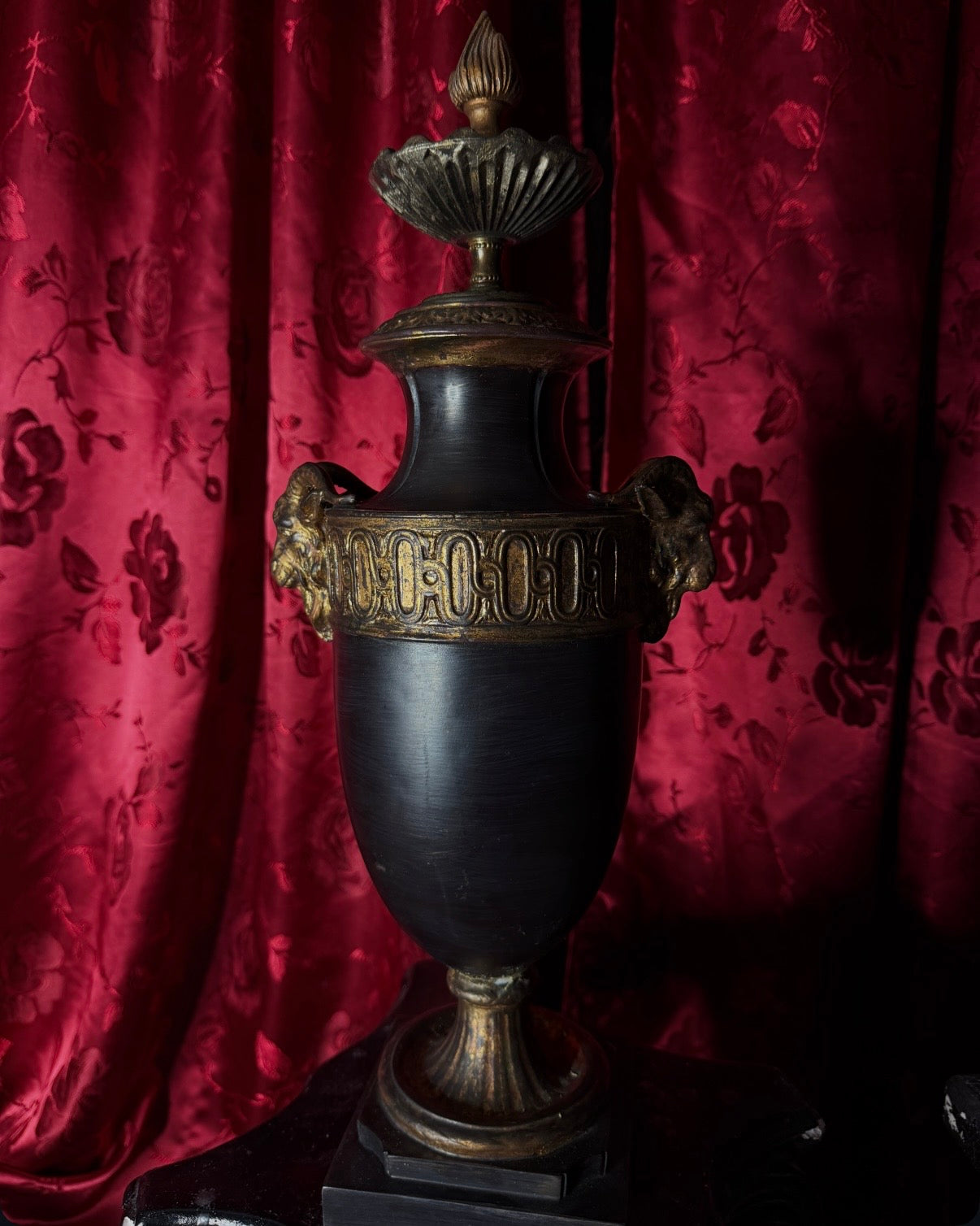 Neoclassical Style Ram Decorative Urn