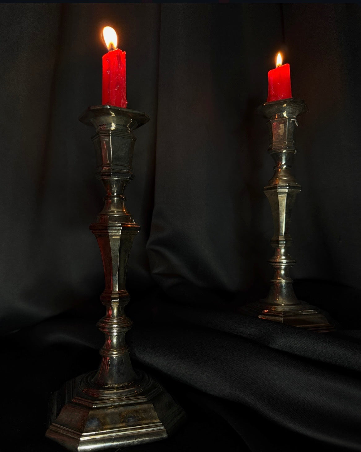 Pair of Silver Toned Candleholders