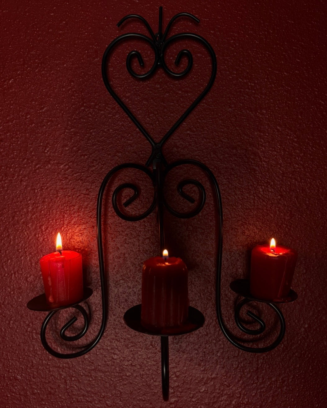 Triple Heart Shaped Wrought Iron Candleholder