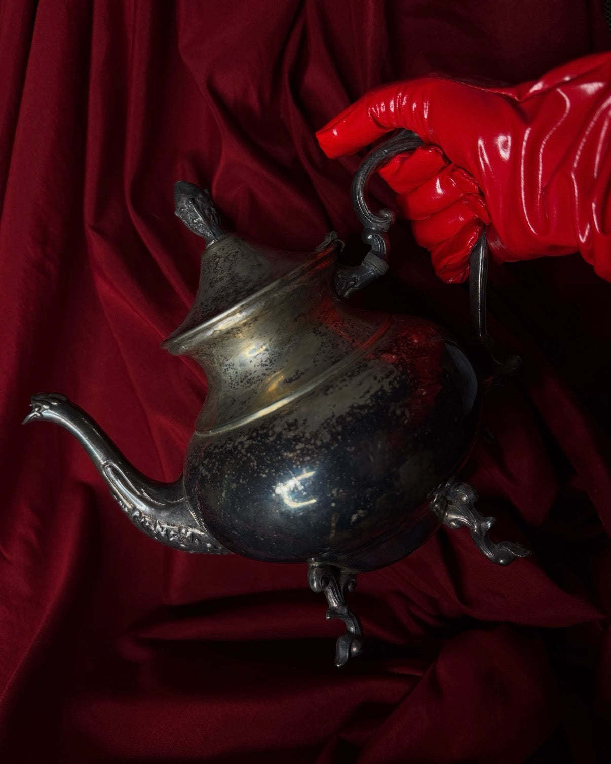 Silver on Copper Ornate Teapot