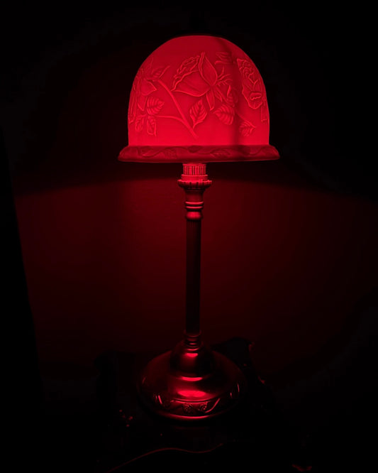 Roses Embossed Porcelain Bisque Lamp