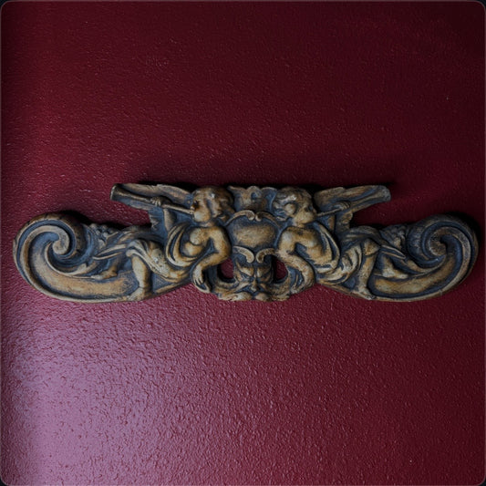 Vintage Gilt Angels & North Wind Wall Plaque