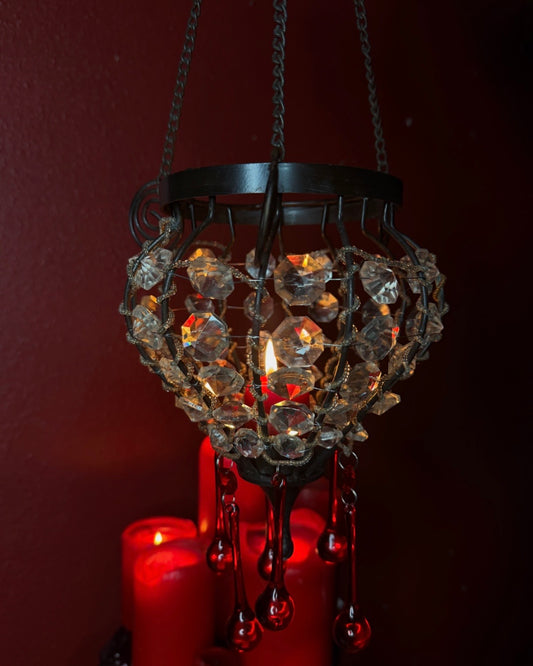 Hanging Blood Drop Crystal Tealight Holder