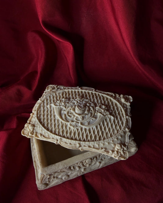 Vintage Resin Rose Detail Trinket Box