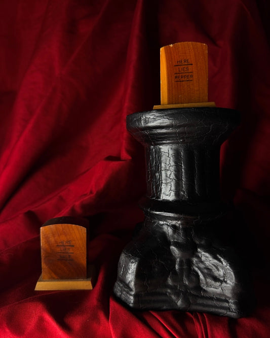 Set of Headstone Wooden Salt and Pepper