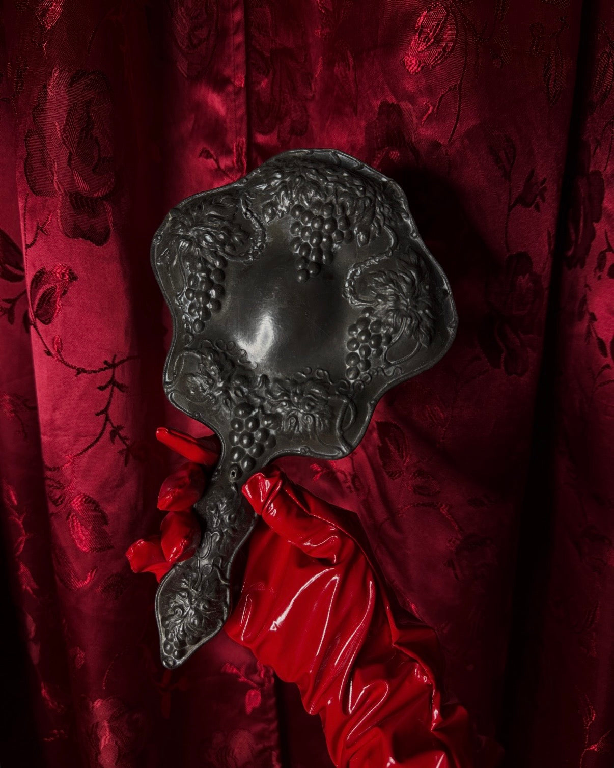 Art Nouveau Grape Motif Hand Held Mirror