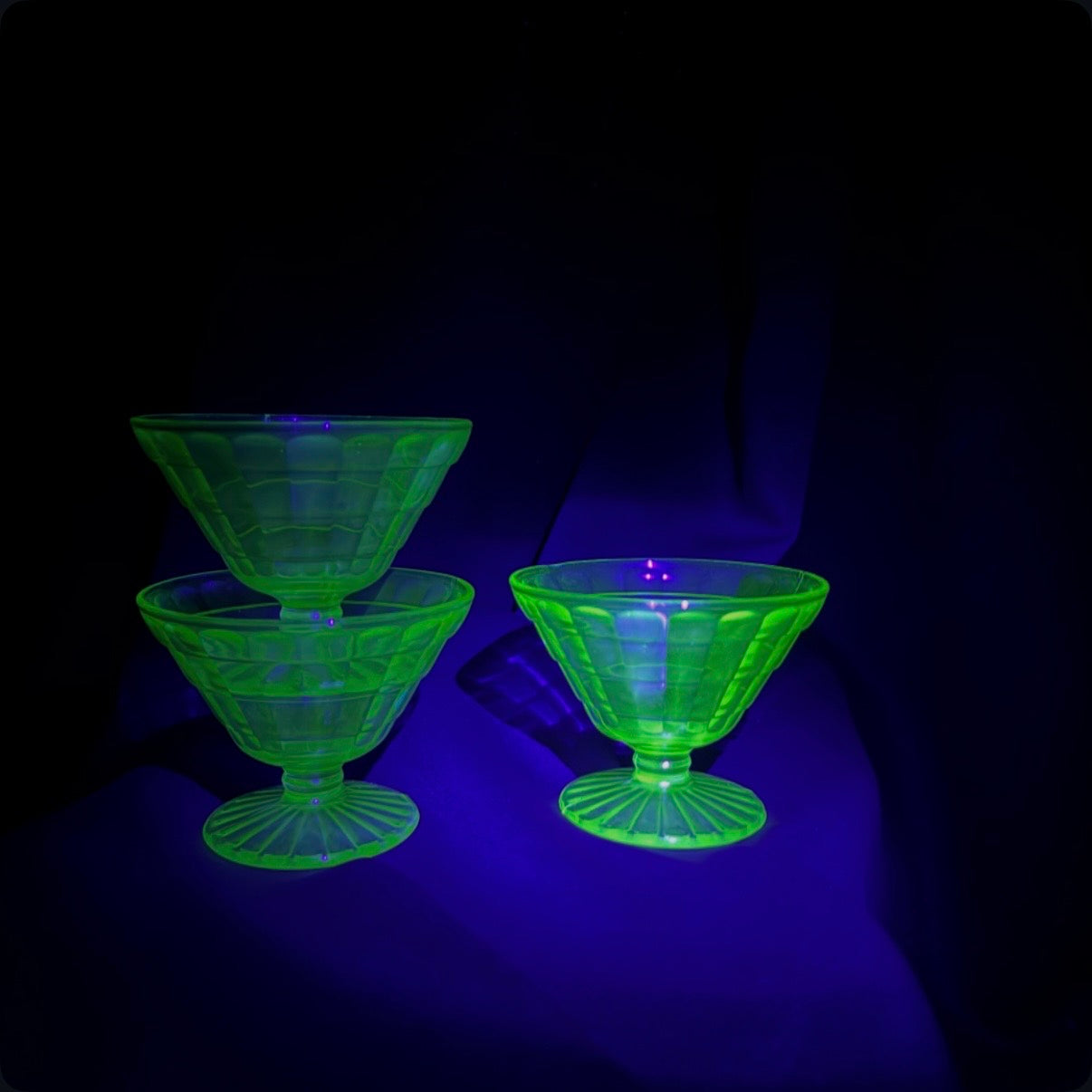 Set of 3 Uranium Sherbet Glasses