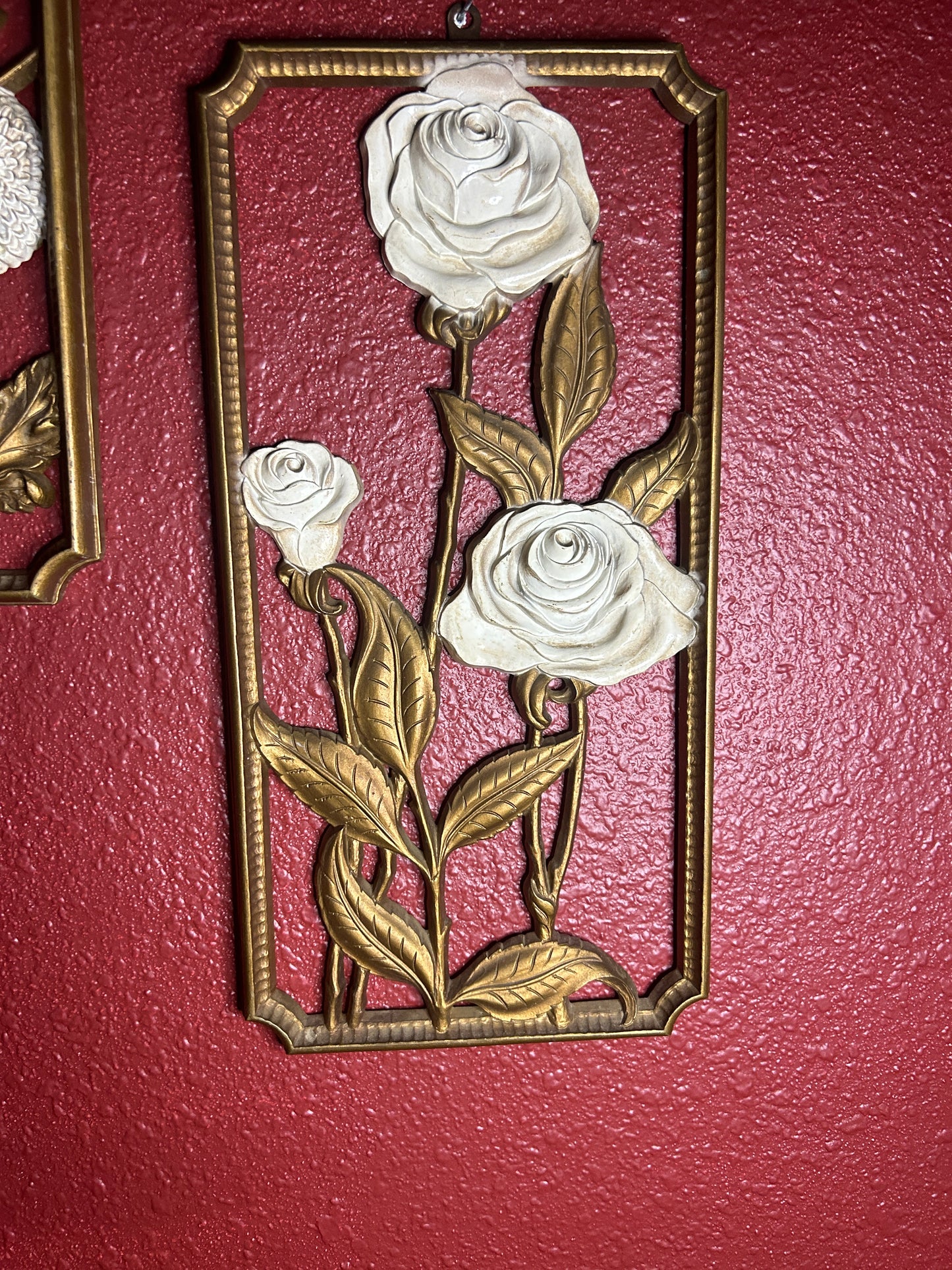 Pair of Dandelion & Roses Wall Plaques