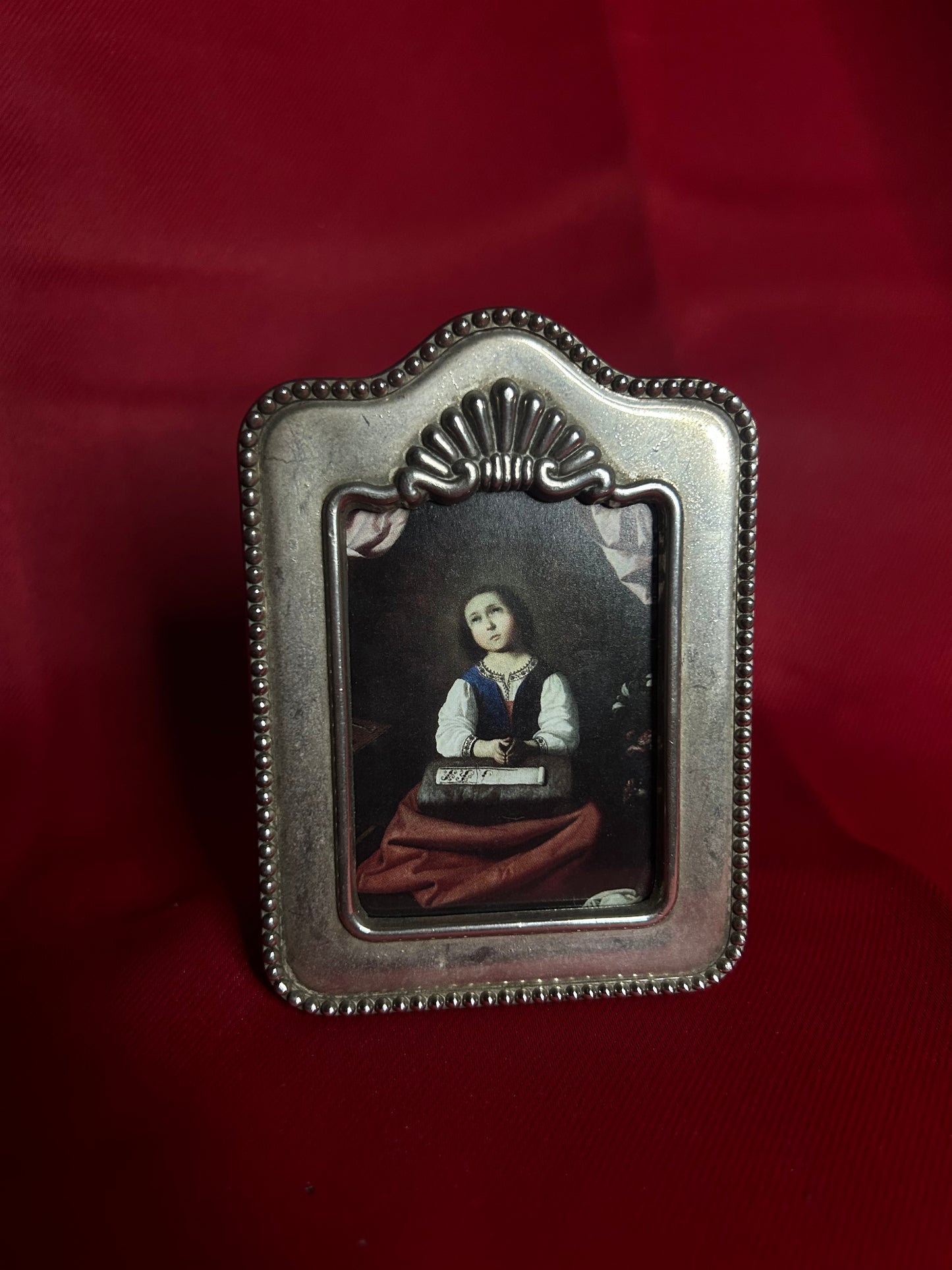 Young Virgin Framed in Silver Plated Frame