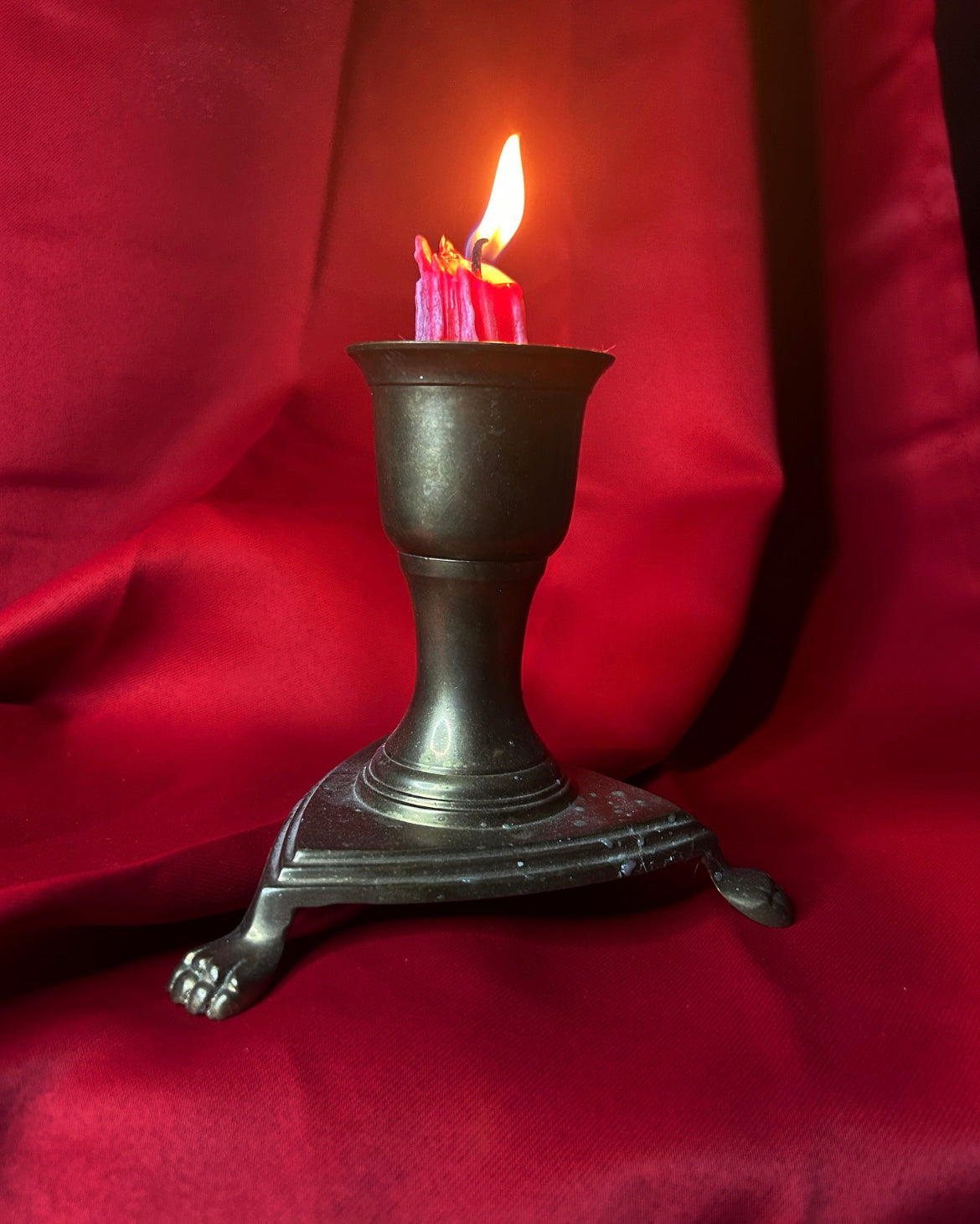 Three Footed Brass Candleholder