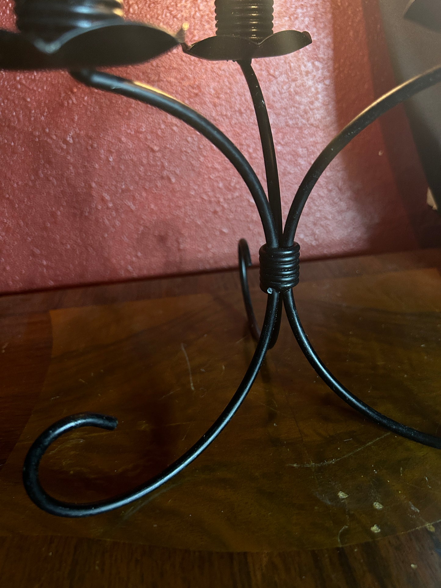 3 Armed Wrought Iron Candelabra