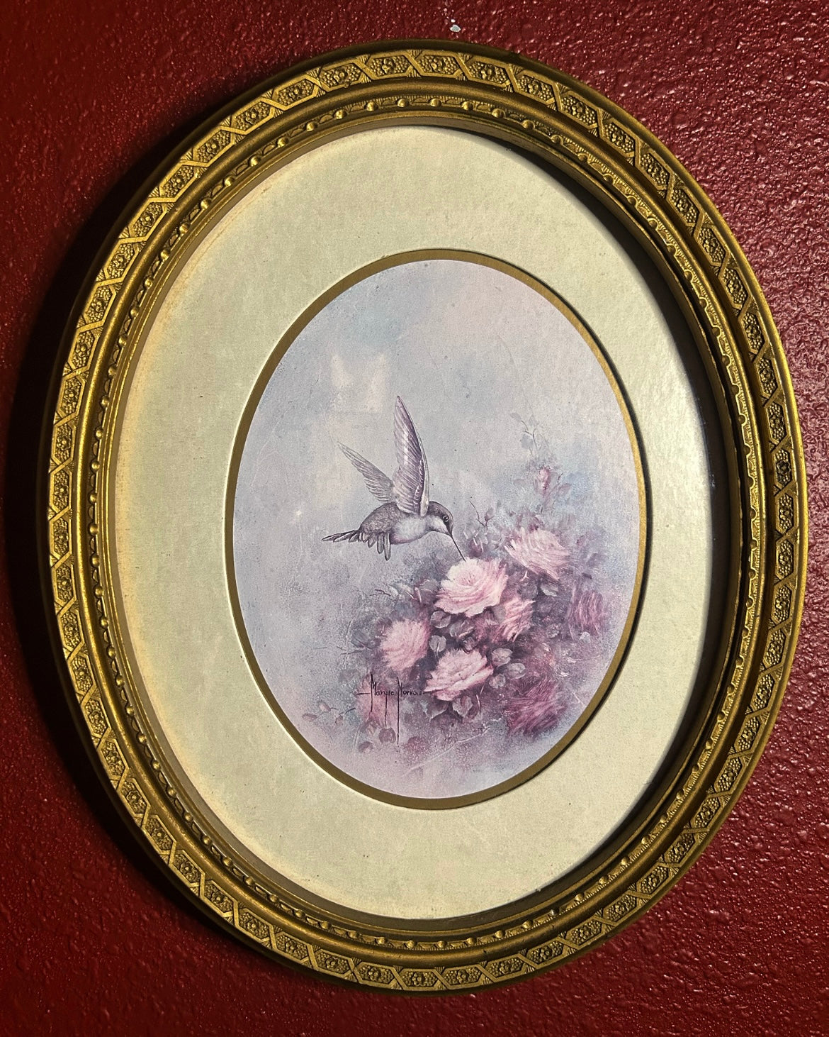 Oval Gold Framed Hummingbird Print