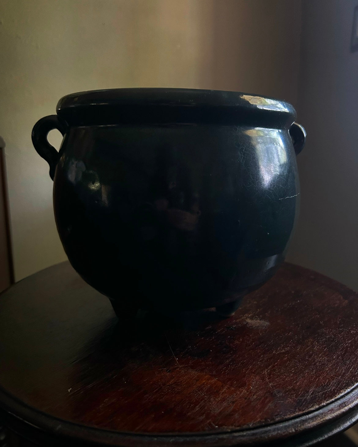 Dark Gray Ceramic Large Cauldron Planter