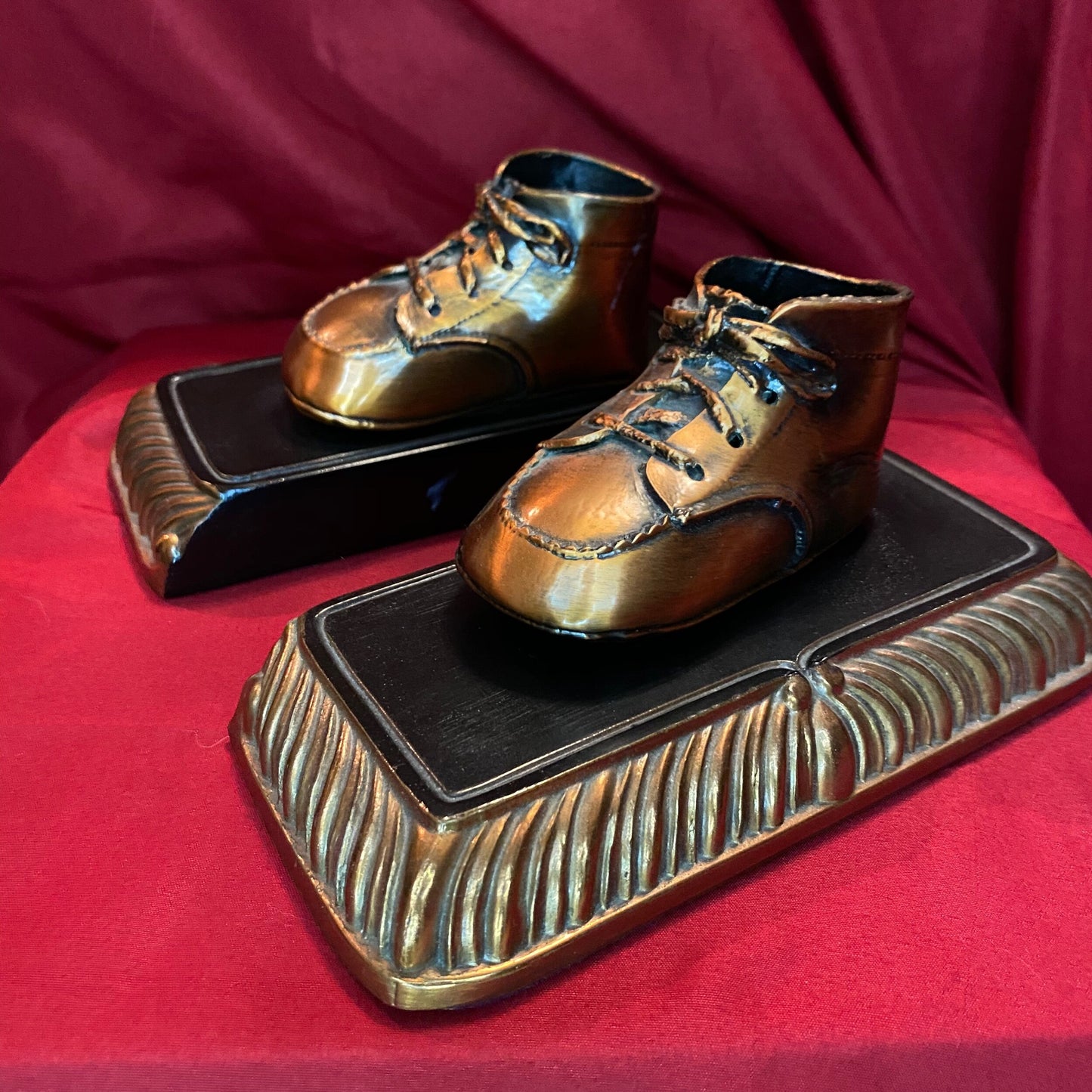 Vintage Copper Bronzed Baby Shoe Bookends