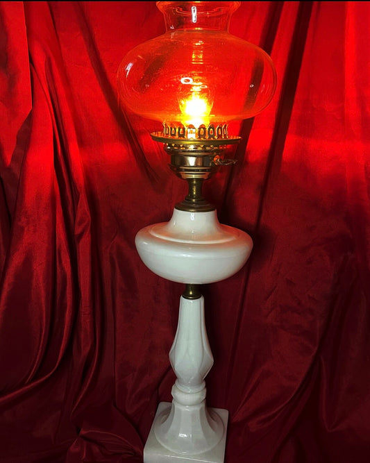 Vintage Tall Milkglass Lamp
