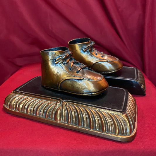 Vintage Copper Bronzed Baby Shoe Bookends