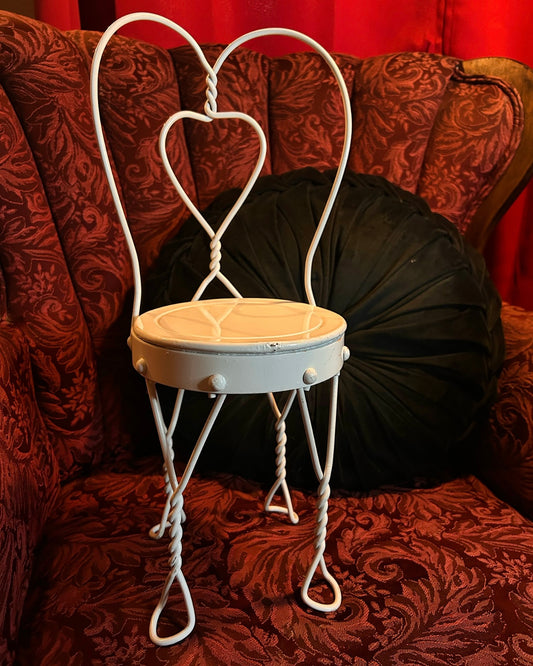 Vintage Ice Cream Parlor Chair Doll Size Twisted Metal Heart Back
