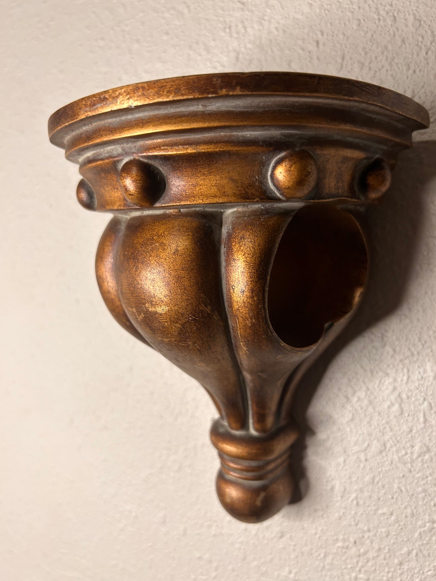Pair of Copper Toned Studded Curtain Drapery Sconce