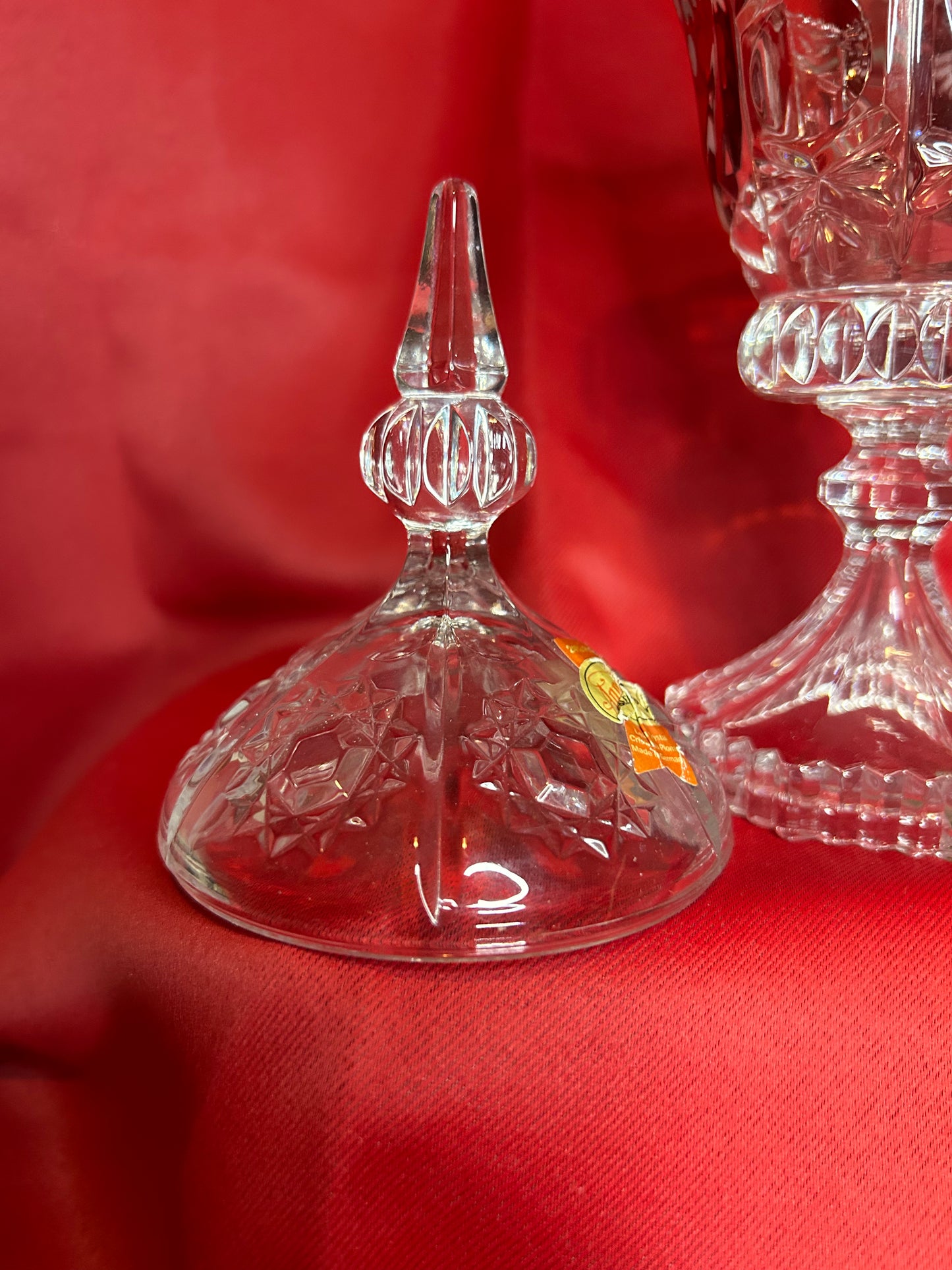 Cranberry Glass Candy Dish with Lid