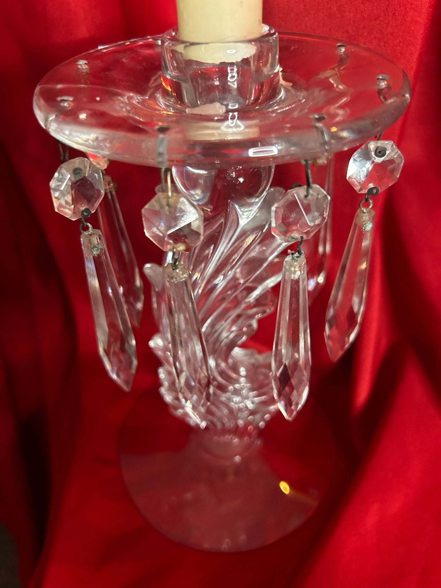 Pair of Glass Crystal Prims Candleholders
