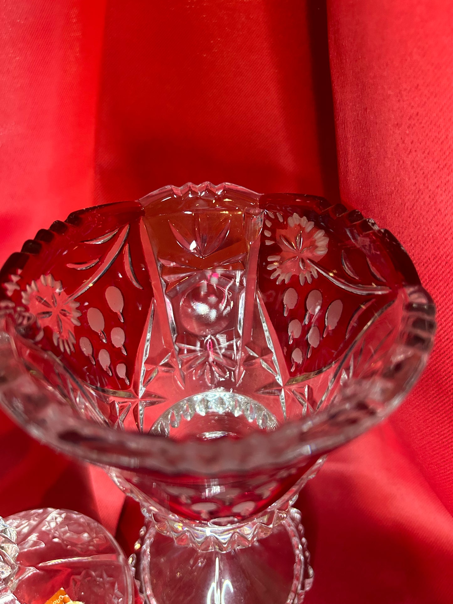 Cranberry Glass Candy Dish with Lid