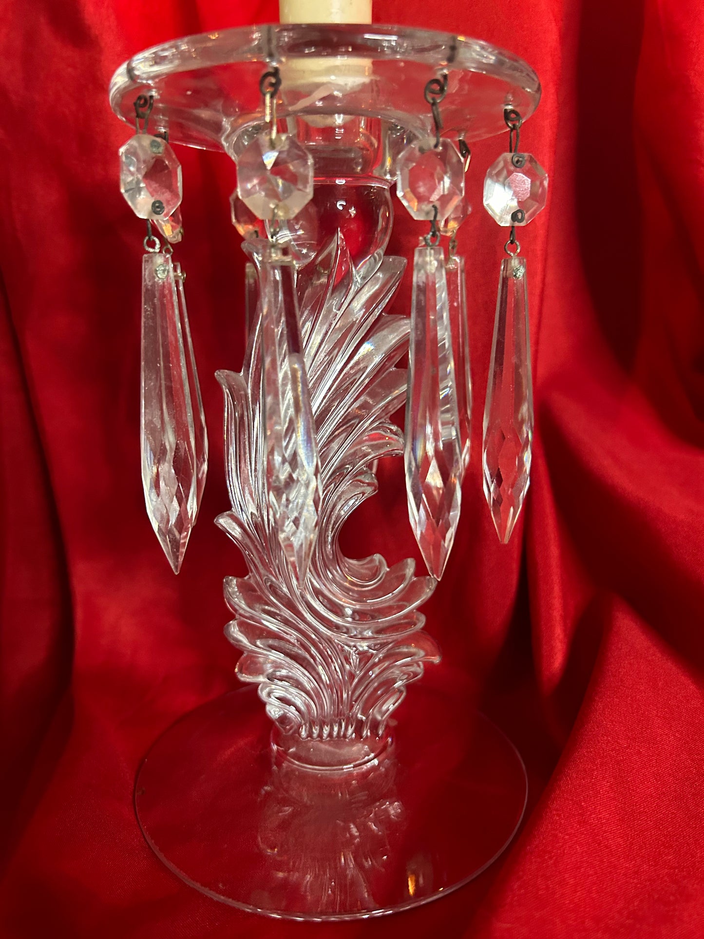 Pair of Glass Crystal Prims Candleholders