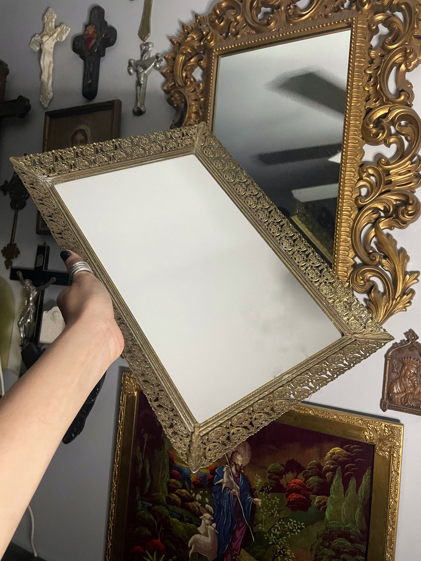 Large Filigree Vanity Mirror