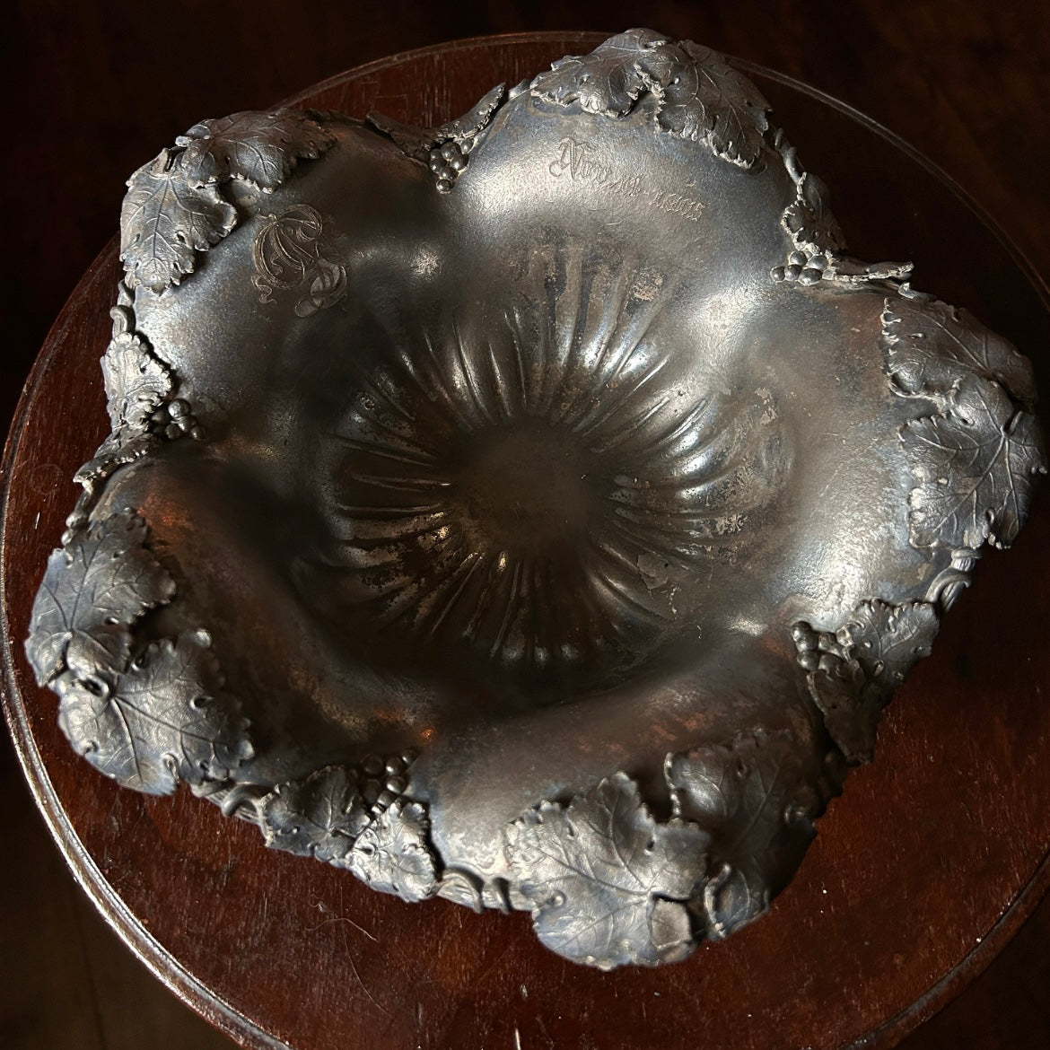 Antique Silver Plated Grapevine Homan Bowl