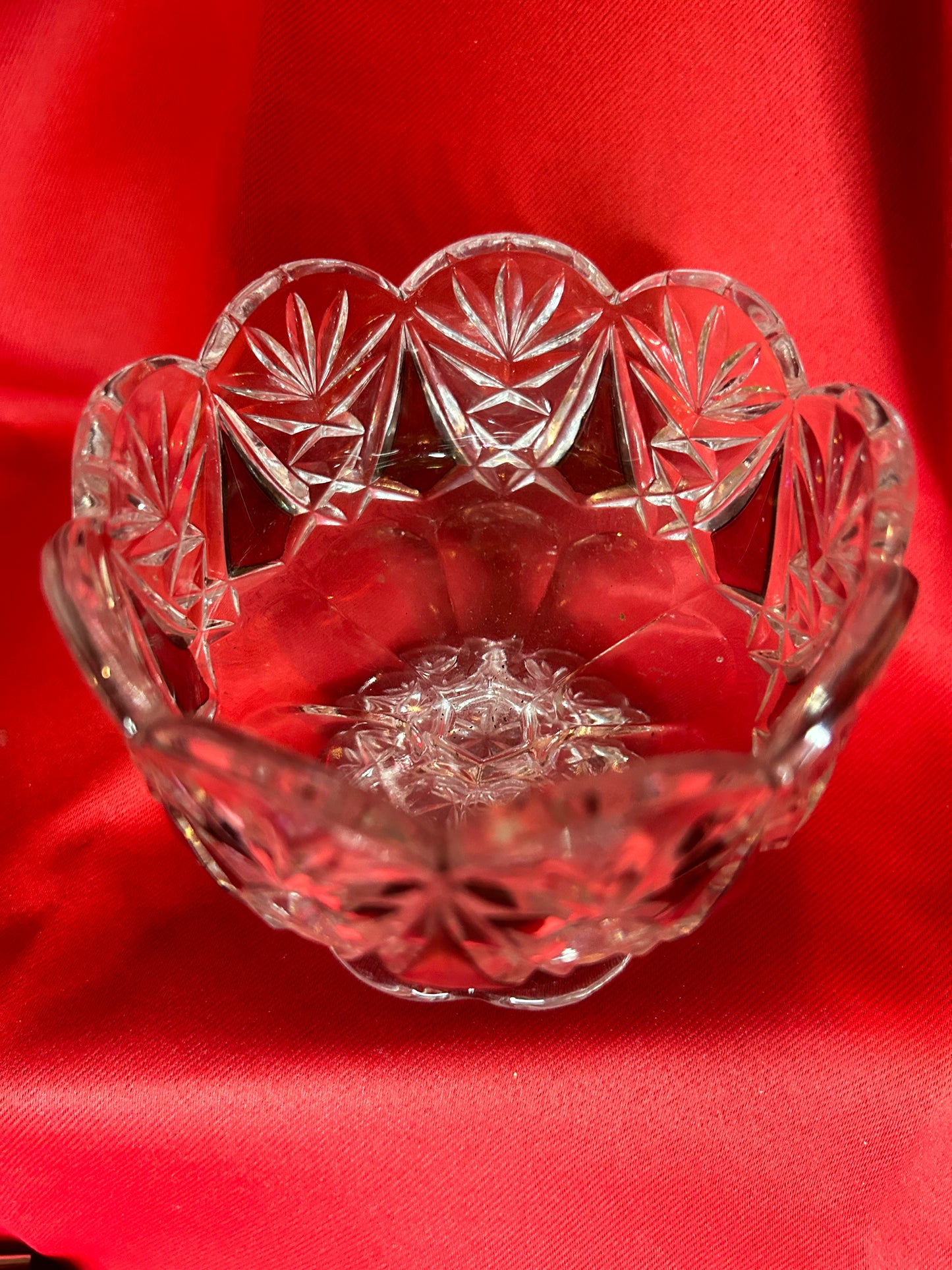 Cranberry Glass Bowl on Pedastal